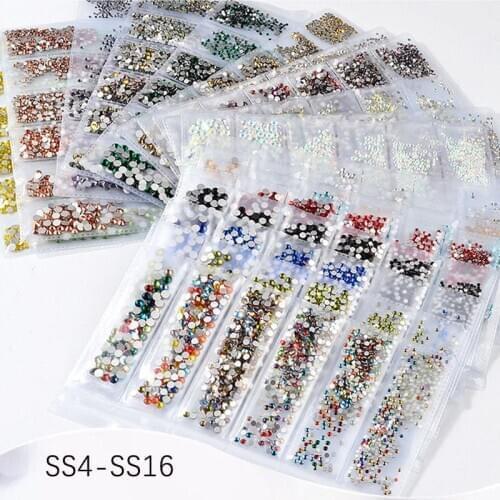 Multi Size 1300Pcs Glass Rhinestones for Nail SS4-SS16 Strass Nail Art Decorations Rhinestones Nail Stones For Nails Accessories