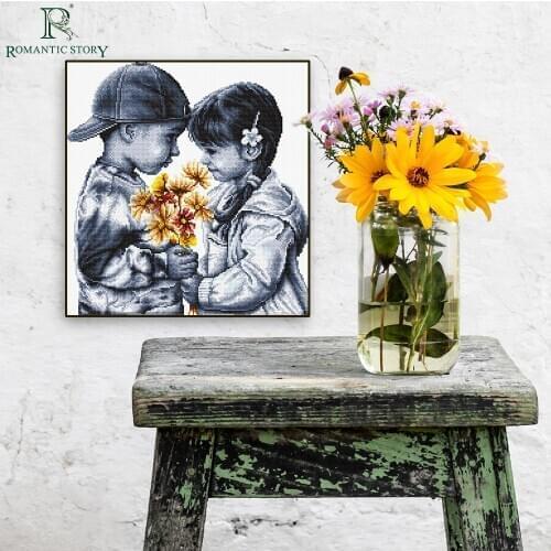 Romantic Story Boy and Girl Portrait Home Decoration Painting Cross Stitch Needlework DMC Cross-Stitch Sets For Embroidery Kit
