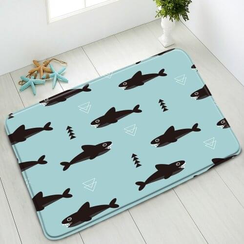 Cartoon Animals Non-Slip Bathroom Mat Fish Shark Bedroom Kitchen Indoor Entrance Doormat Absorbent Carpet Washable Home Decor