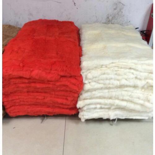 Dyed red white gray plate Genuine real rabbit fur 50CM*110CM piece