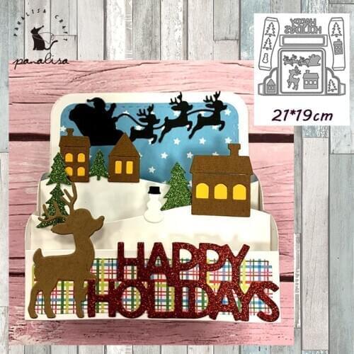 Panalisacraft 3D christmas noel navidad Box Metal cutting dies dis Scrapbooking Card Making Album Embossing Stencil Decoration