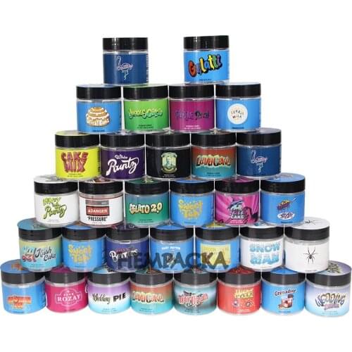 50ml Plastic Empty Sealed Box Herb Flower Storage Container Round Clear Jar Stickers Set Dry Tobacco Smoke Cream Wax Oil Balm