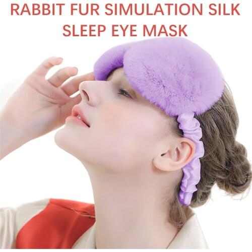 Plush Sleep Eye Cover Cute Night Mask Sort Women Blindfold Band Aid Dream Bandage Rabbit Hair For Sleeping Travel Eyepatches Nap