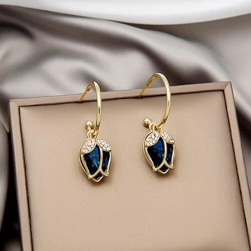 Fashion Rose Flower Square Zircon Earrings For Women Girls Classic Design Geometric Pendant Stud Ear Jewelry Party Gifts