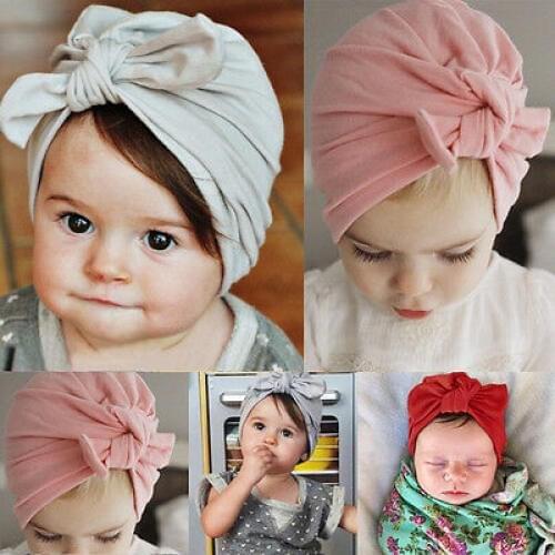 2019 Newborn Baby Kid Boy Girl Infant Bowknot Hat Toddler Cotton Beanie Hat Cap Hair Princess Cute Set