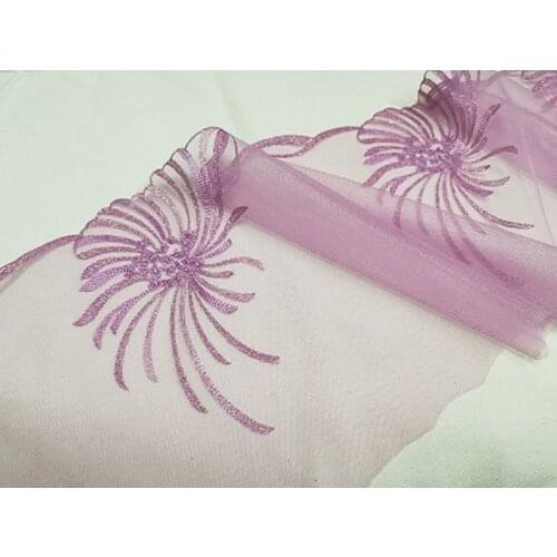 2Meters Exquisite Embroidery Mesh Net Thread Tulle Lace DIY Neckline Skirt Swing Dress Bouquet High-end Gift Boxed Ribbon 21cm