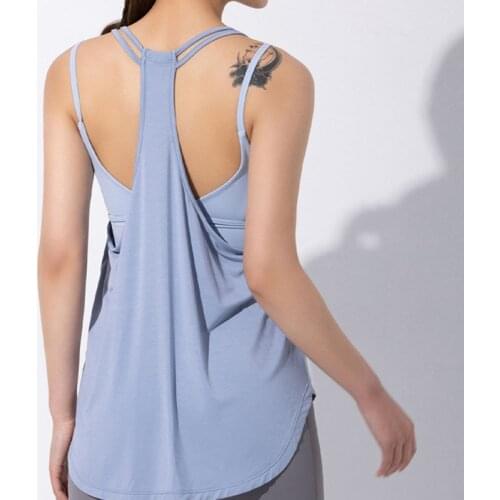 Yoga Crop Top Women Sleeveless Nylon Soft Loose Shirts Workout Athletic Wear Gym Tank Tops No Bra only Tank Top