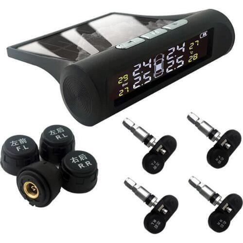 Smart Internal Car TPMS Tyre Pressure Monitoring System Solar Power Digital LCD Display Auto Security External