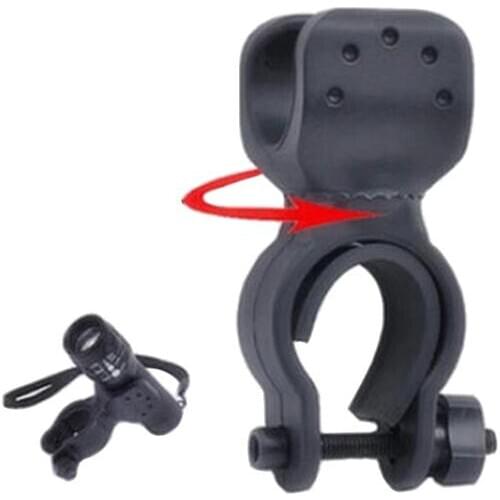 Bicycle Front Light Clip Mount Bracket Flashlight Holder Cycling Bike Light Torch 360 Degree Rotation With Antiskid Rubber