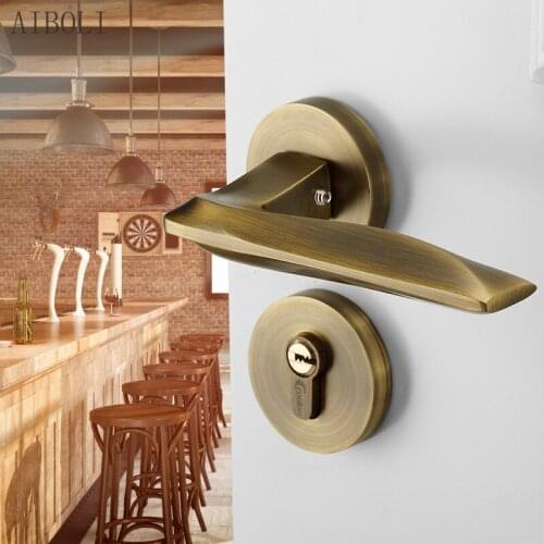 Indoor Bedroom American Split Lock Bathroom Door Handle Mute Solid Wood Room Wooden Door Lock Universal Type