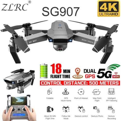 ZLRC SG907 GPS Drone with 4K HD Dual Camera Wide Angle Anti-shake WIFI FPV RC Quadcopter Foldable Drones Professional Follow Me