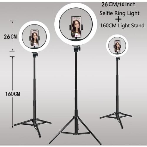 10 Inch Vlog Video LED Selfie Ring Light USB Ring Lamp Photography Light With Phone Holder Tripod Stand for Makeup Youtube