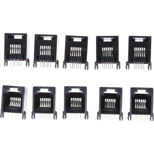 10PCS/Lot RJ12 RJ11 Socket Telephone 6Pin Crystal Female 6p6c Socket