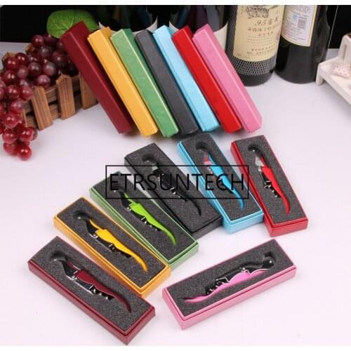 100pcs Stainless Steel Cork Screw Corkscrew MultiFunction Wine Cap Opener With Gift box Beer Cap Bottle Opener Kitchen Bar Tools