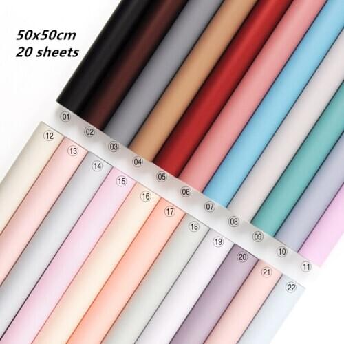 20PCS Candy Color Flower Wrapping Paper 50*50CM Korean Single Flower Packaging Material Gift Wrapping Paper Supply