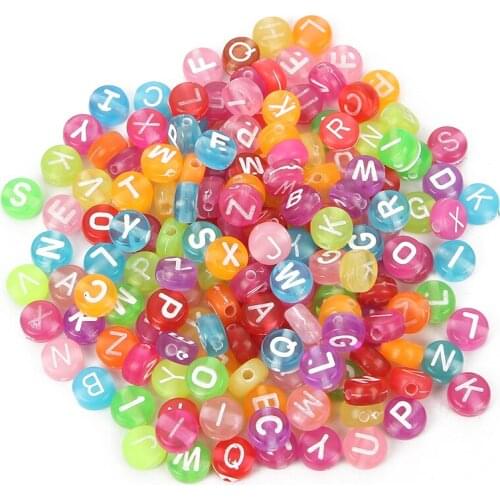 200Pcs Mixed Colorful Letter Acrylic Beads 7mm For Jewellery Marking Loose Spacer Beads Bracelet Necklace Charm Jewelry Finding