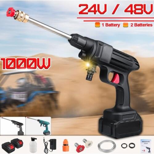 24V 48V 1000W 88000mAh Cordless High Pressure Car Washer Water Gun Lithium Battery Portable High Pressure Washer Foam Generator