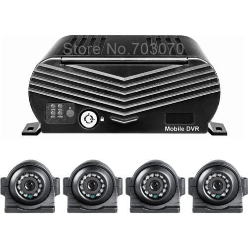 4PCS Front/Side/Back View 2.0MP Waterproof HD Cameras+4CH Hard Disk HDD Mobile Dvr AHD Car Camera Recorder Kits Playback I/O