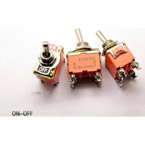 5pcs/lot 4 pin New High Quality 15A/250V SPST ON OFF Toggle Switch E-TEN1221