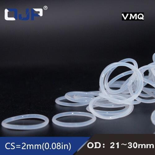 5PCS/lot White Silicon Ring Silicone/VMQ O ring OD 21/22/23/24/25/26/27/28/29/30*2mm Thickness Rubber O-Ring Seal Gaskets Washer