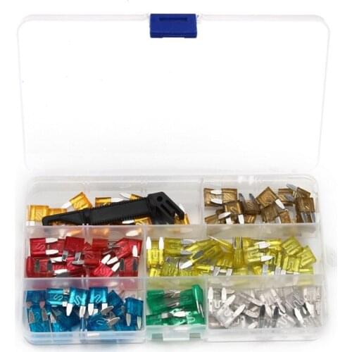 7Sizes Auto Fuse Blade 5-30AMP Motorcycle Car Blade Fuse With Clip Auto Standard Mini Fuse SUV Fuse Box 121PCS Kit Assortment