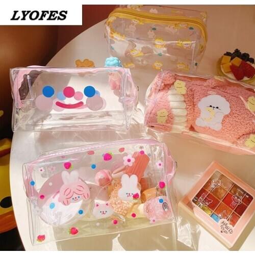 Large Cute Pencil Case Big pencil bag kawaii Makeup Bag School Supplies Transparent Storage Stationery Cat Clear Pencil Pouch