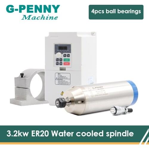 CNC ER20 3.2KW Water cooled spindle motor with QL 4.0KW Variable Frequency Driver VFD Inverter 100MM Clamping bracket