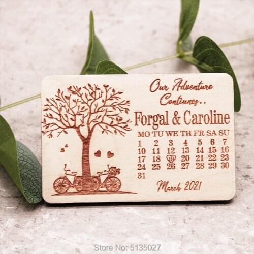 Rustic Calendar Wooden save the date magnets, Wedding Tree Calendar wood save the date magnet