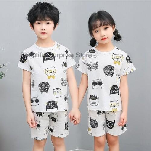 Kids Boys Sleepwear Baby Girl Summer Cotton Sets Children Homewear Pajamas for Boy Pyjamas Kids Nightwear 2-11Y Teenage Clothes