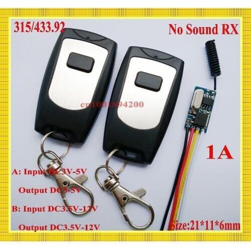 Door Access Electric Control Lock Mini Remote Control Switch 3V3.7V4.5V5V6V7.4V9V12V Lithium Battery Remote Switch M T L 315/433