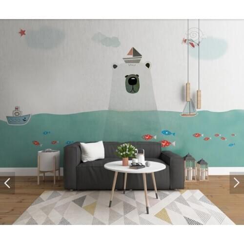 3d Bear Kids Bedroom Wall Mural Photo Wallpaper for Living Room Bedroom Printed Wall Paper Contact Paper Murals Papel De Parede