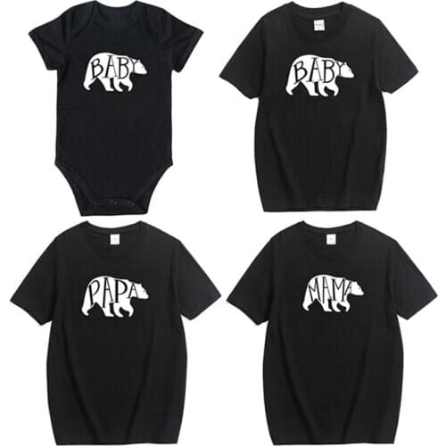Family Matching Clothes Bear Look Matching Funny Outfit Drums Clothes Daddy Mom Boy Girl T-shirt Dad Mom Me Baby Boy Girl Shirt
