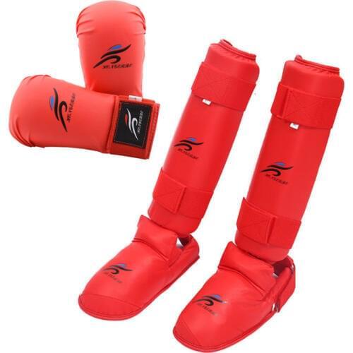 Taekwondo Equipment MMA Suit Boxing Gloves Set Leg Shin Guard Hand Palm Foot Protector Men Bands Karate Unisex Adult Child