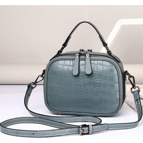 Fashion Luxury Real Leather Womens Tote Bag Crocodile Pattern Small Square Bag Cowhide Messenger Handbag Shoulder Bags