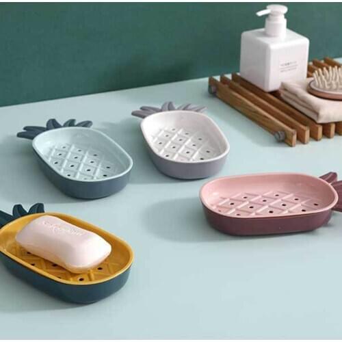 Pineapple Shape Soap Box Cute Soap Box Rack Draining Dish Sponge Holder Kitchen Organizer Box