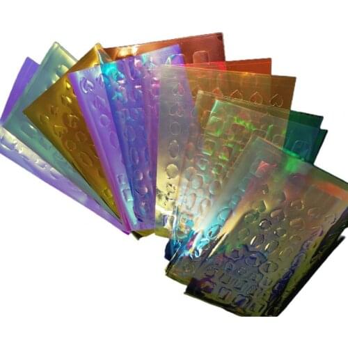 11Pcs/Set Ice Penetration Effect Nail Cube Sticker DIY Colorful Foil Film Sparkling Glass Ice Cube Decoration for Manicure