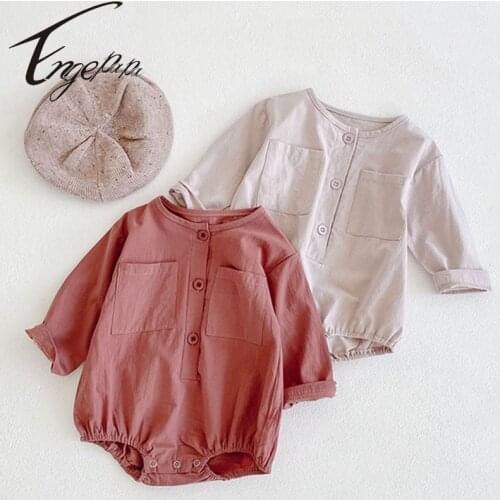 Engepapa Autumn Infant Baby Boy Girl Long Sleeves Romper Pure Color Fashion Jumpsuit Causal Toddler Baby Clothes For Baby 0-2Y