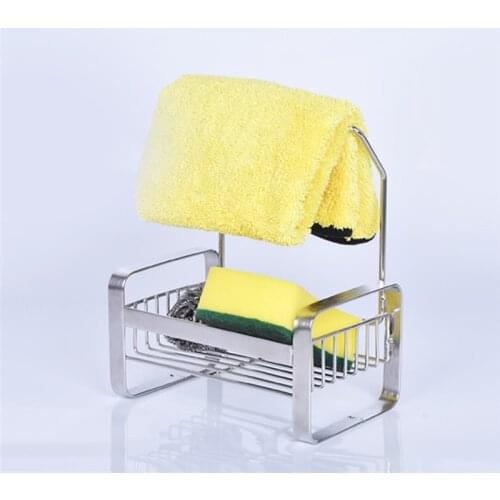 Sponge Caddy Cleaning Brush Soap Drain Stand Kitchen Stainless Steel Organizer Rack Holder Sink Hanging Basket Countertop Rack