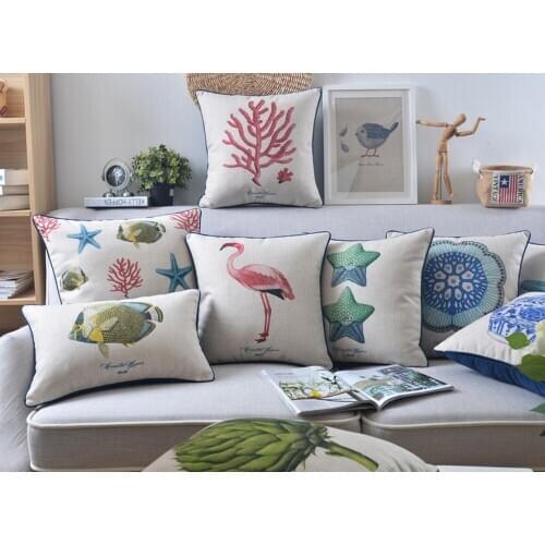 American Seaweed Starfish pillow fish cushion Linen cushions waist throw pillows home decorative sofa cushions