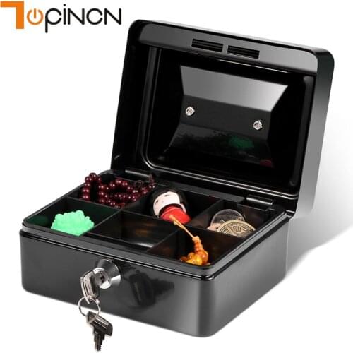 Portable Kid Cash Box with Lock Key Coin Metal Box with Inner Tray Lock Box Small Safe for Kids Money Storage Box Birthday Gift