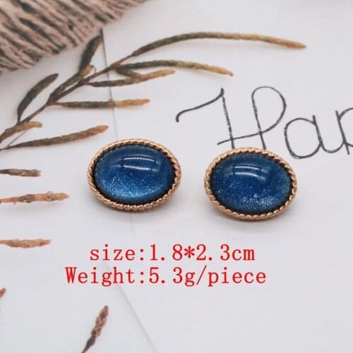 Simple Oval Blue Earrings Exquisite Elegant Style Glitter Opal Retro Brincos Modern Mujer Trendy