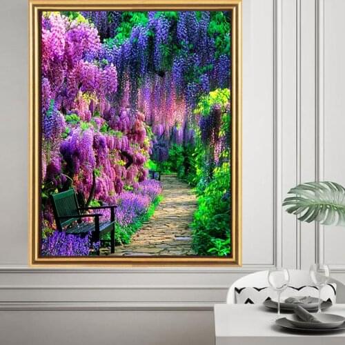 Sale 5D DIY Diamond Painting "Wisteria Flower Garden"Cross Stitch Kit Diamond Embroidery Mosaic Picture Of Rhinestone Home Decor