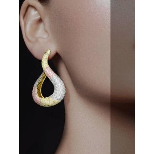 ModemAngel Luxury Water Drop Fashion Earring Full Micro Paved Cubic Zircon Women Engagement Wedding Fashion Earring Jewelry