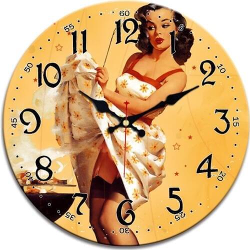 Shabby Chic,Woman Wall Clocks,Vintage Wall Clock,Wall Watches Home Decor,Round Kitchen Clock