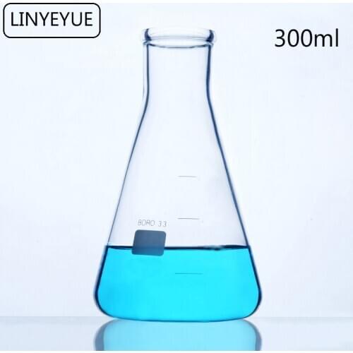 LINYEYUE 300mL Glass Conical Flask Chemistry Erlenmeyer Flask Borosilicate high temperature resistance Laboratory Equipment