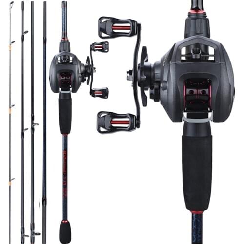 Sougayilang 1.8-2.4m Fishing Rod Combo Portable 5 Section Carbon Fiber Fishing Rod and 6.3:1 Gear Ratio 12+1BB Casting Reel Set