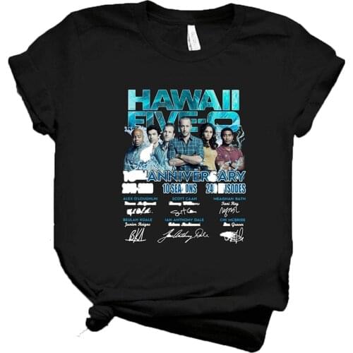 Hawaii-Five-0 10 Years 2010-2020 10 Seasons 240 Episodes Signature Tshirt Vintage Custom T-Shirt Black