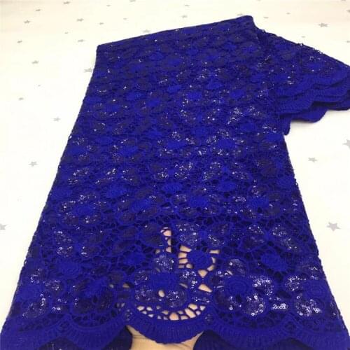 High Quality Sequins Embroidered African Lace fabric French Tulle Lace Fabric blue Nigeria Net Tulle Lace fabric for Party Dress