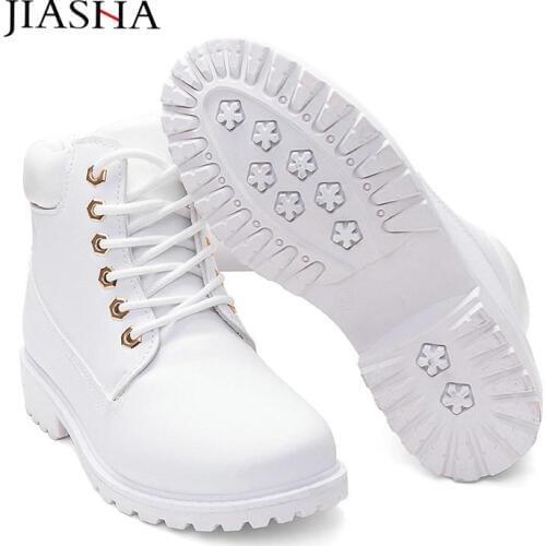 Snow boots women shoes 2021 lace-up winter boots leather women ankle boots warm fur plush Insole white shoes woman ladies shoes