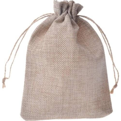 10pcs 15*20cm Retro thick rope sack packaging storage bags coffee gift candy jewelry zip lock bag large package pouch